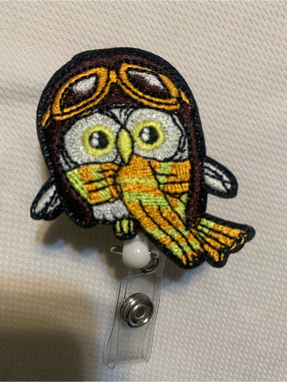 Embroidered Owl Aviator Badge - Yellow & Brown